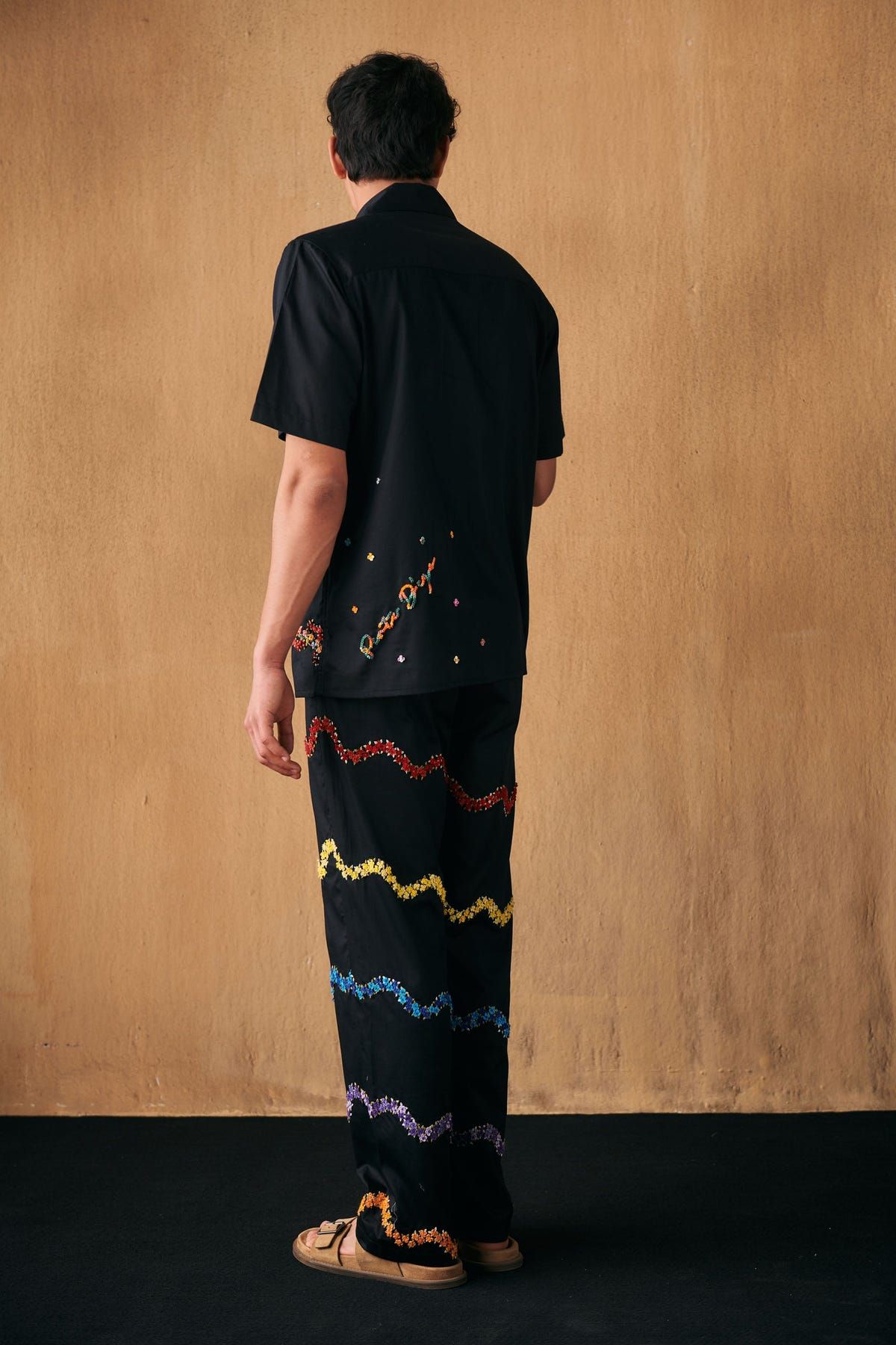 "Valley of flowers" hand embroidered lounge pants - image 7