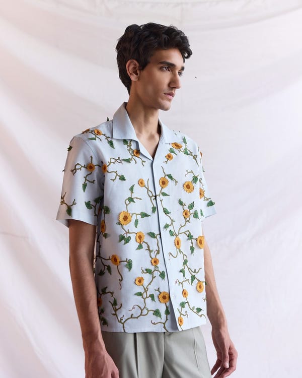Perte D'ego — "Sunflowers” hand embroidered shirt