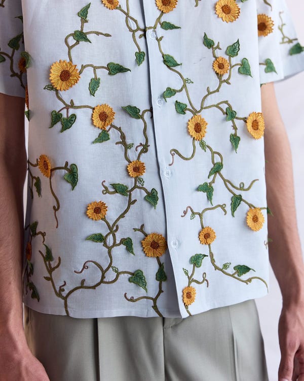 Perte D'ego — "Sunflowers” hand embroidered shirt