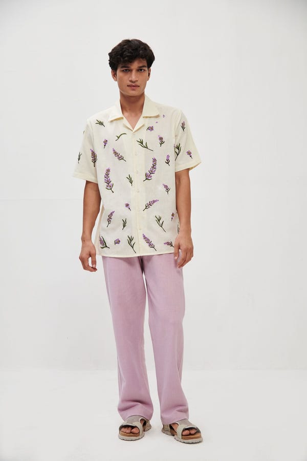 Perte D'ego — "Lavender fields" hand embroidered Shirt