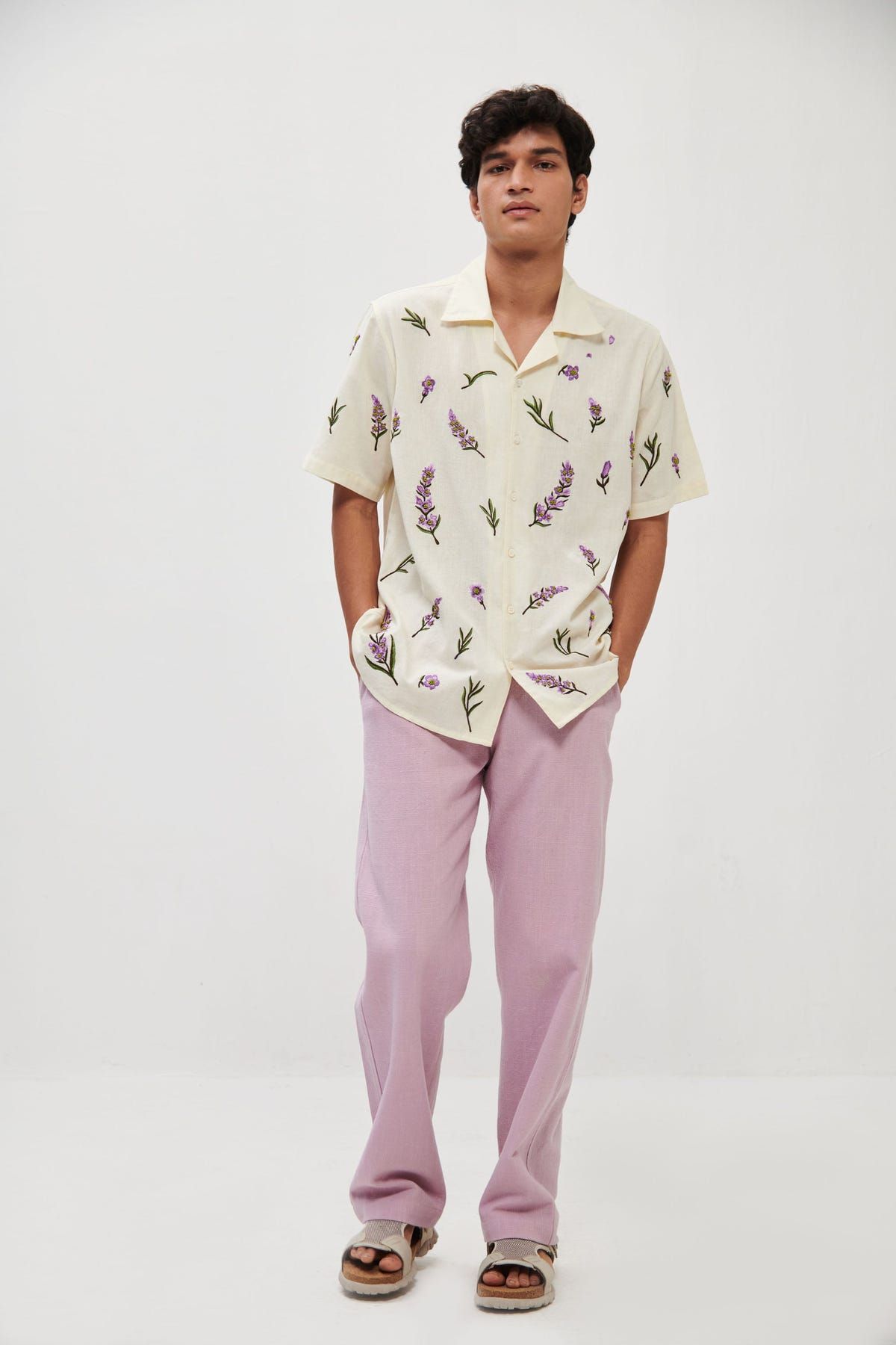 "Lavender fields" hand embroidered Shirt - image 3