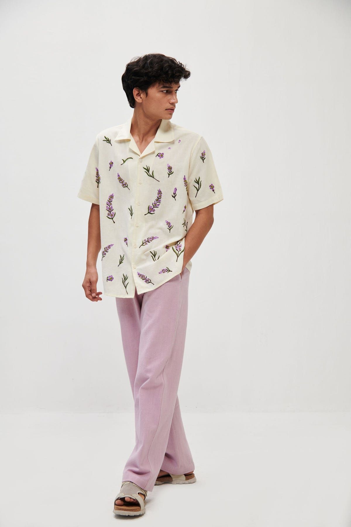 "Lavender fields" hand embroidered Shirt - image 4