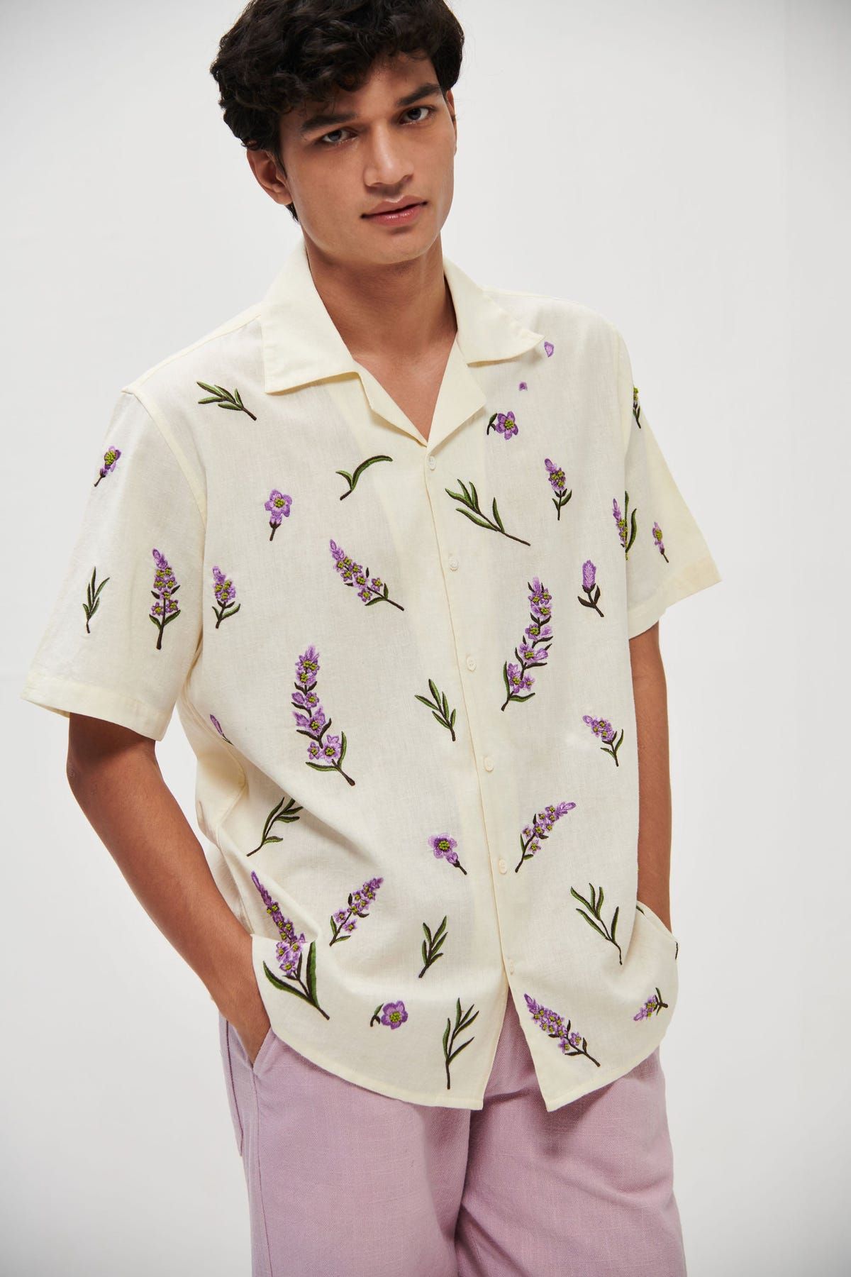 "Lavender fields" hand embroidered Shirt - image 7