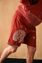 Tree of life embroidered shorts view 1