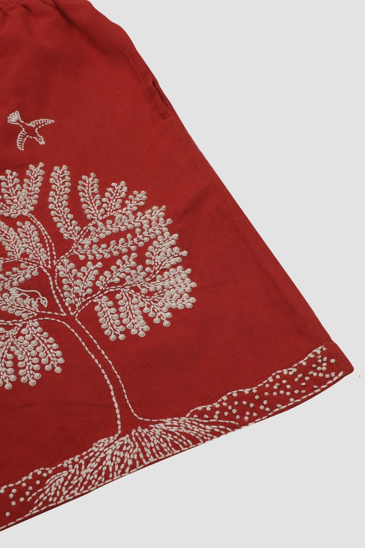 Tree of life embroidered shorts - image 3