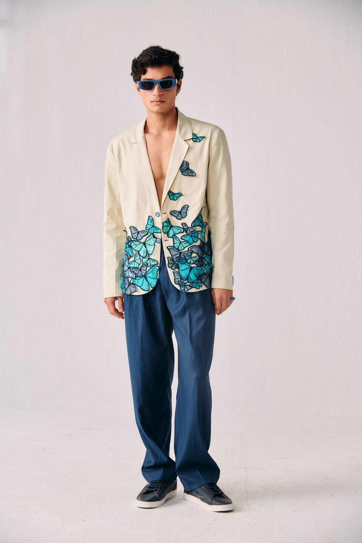 "Le morpho" Hand Embroidered Casual Wedding Blazer - image 1