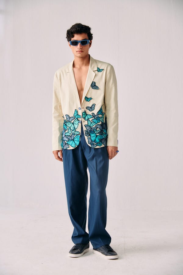 Perte D'ego — "Le morpho" Hand Embroidered Casual Wedding Blazer