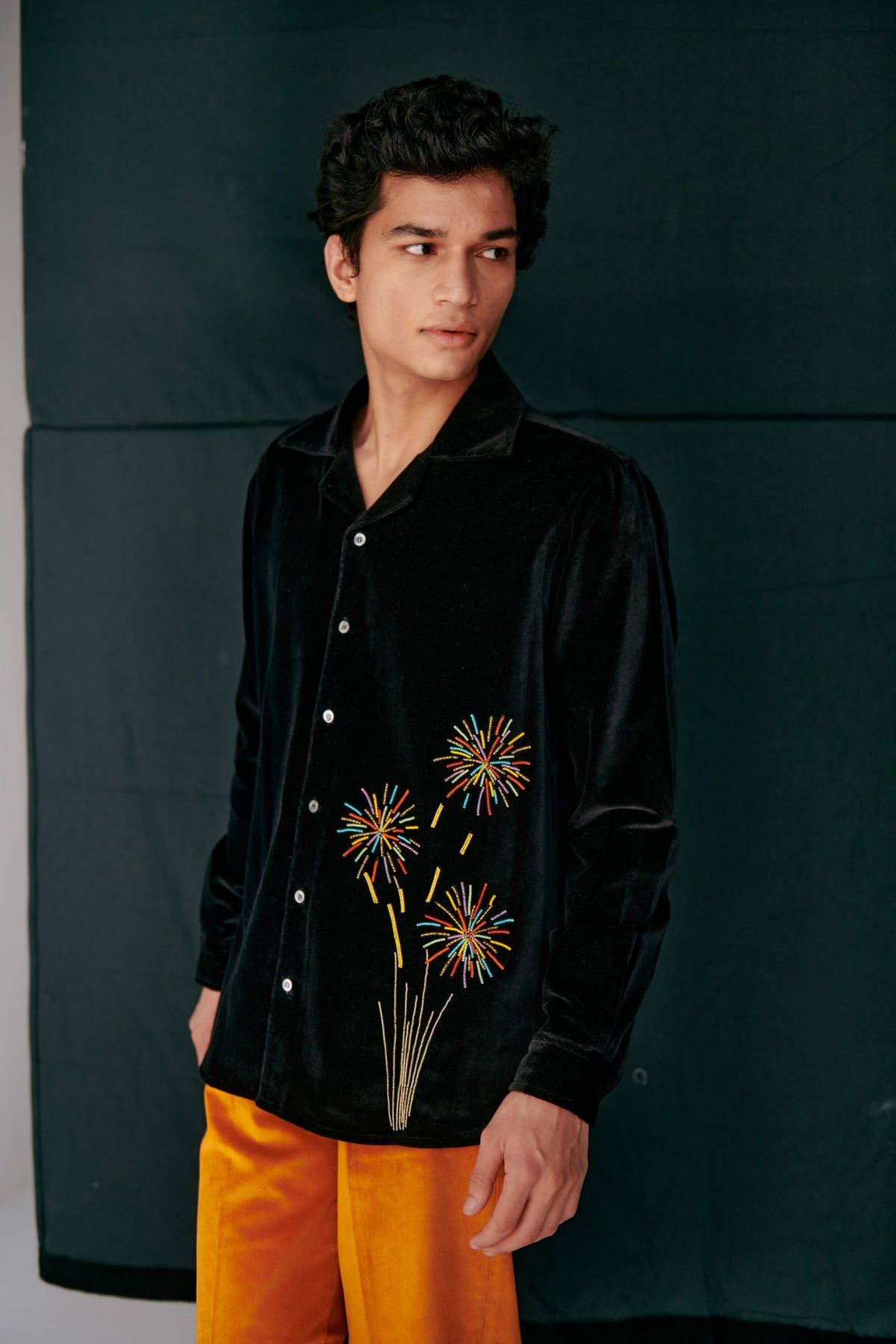 Fireworks embroidered shirt - image 7