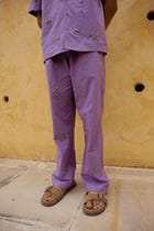 Hand embroidered floral stone work pants view 2