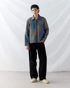 Patchwork wool zip up jacket view 2