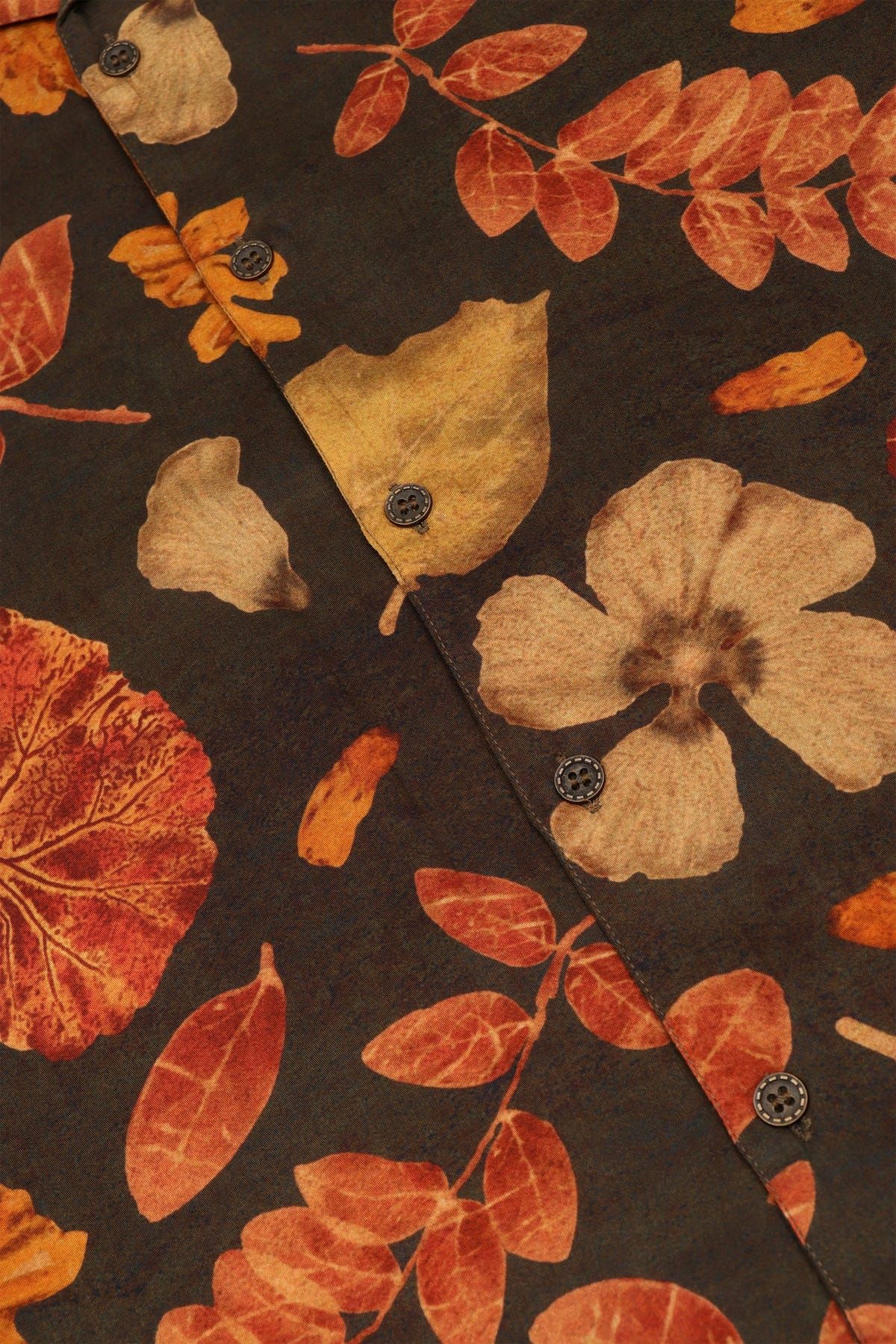 Botanical print shirt- Black - image 2