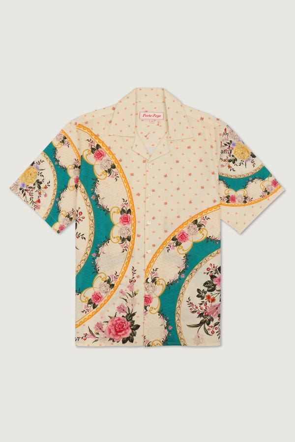 Perte D'ego — "Vintage plates" hand embroidered shirt