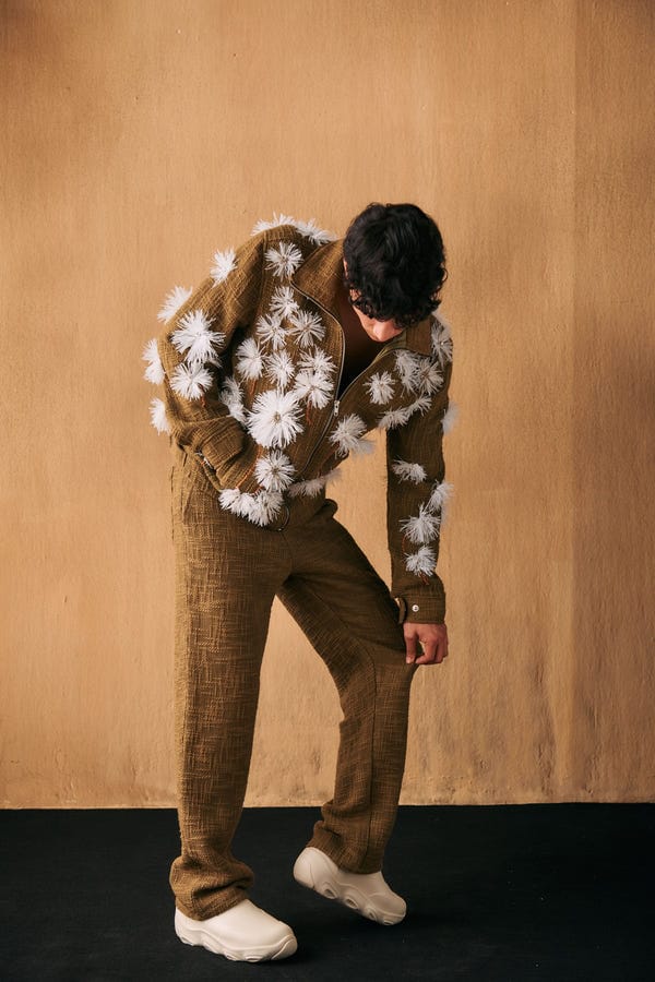 Perte D'ego — Textured lounge pants- Olive