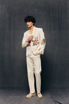 "Ivory bloom" hand embroidered blazer view 1