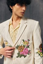 "Ivory bloom" hand embroidered blazer view 2