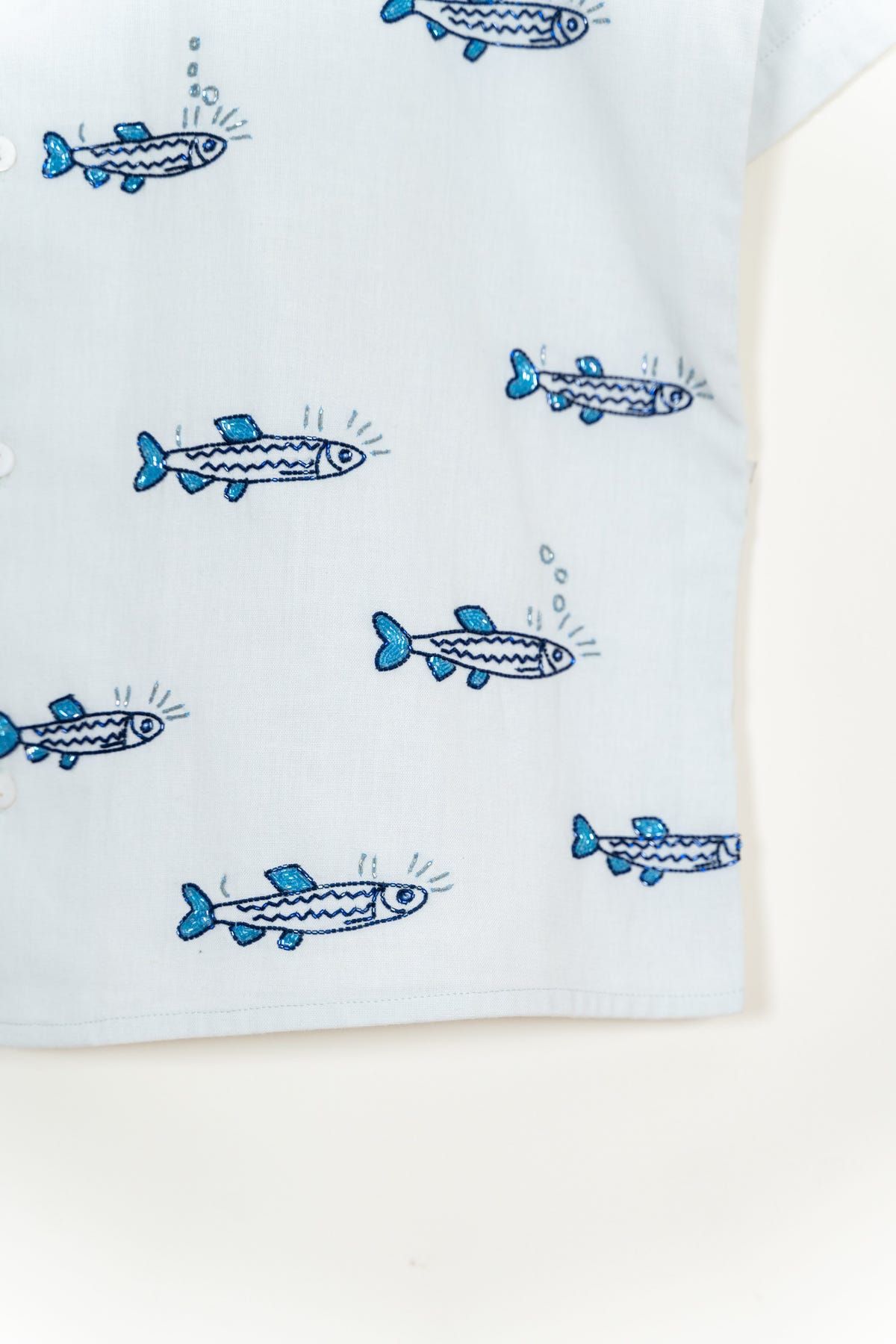 “Le sardines” hand embroidered shirt - image 3