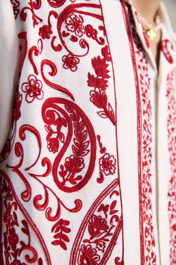 Perte D'ego — Hand embroidered paisley full sleeves shirt
