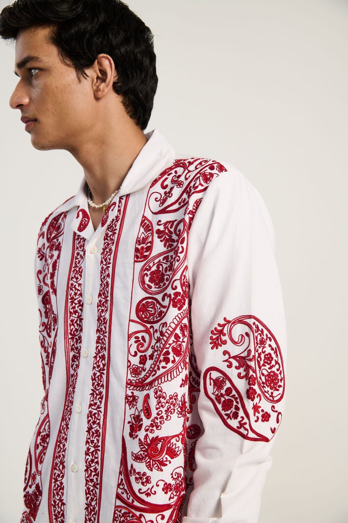 Hand embroidered paisley full sleeves shirt - image 4