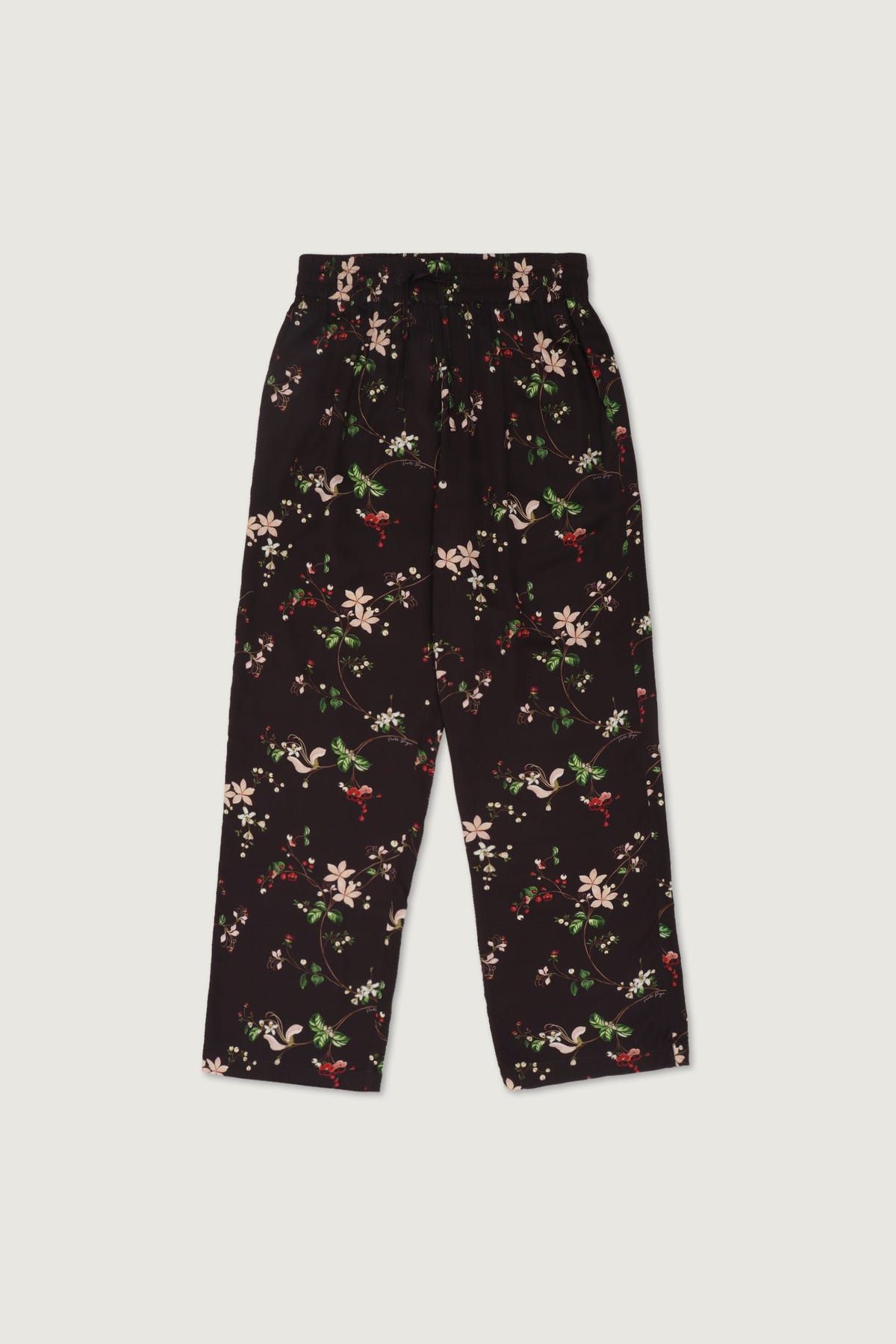 Floral printed lounge pants- chocolate brown - image 1