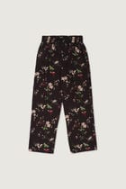 Floral printed lounge pants- chocolate brown view 1
