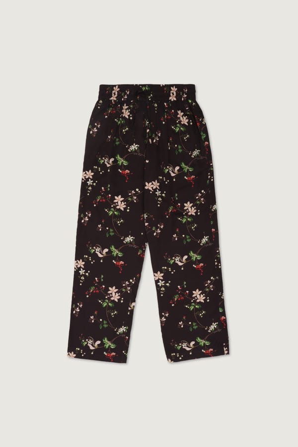 Perte D'ego — Floral printed lounge pants- chocolate brown