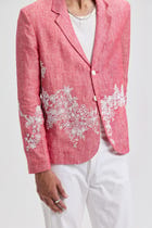 Hand embroidered floral beaded linen blazer view 2