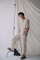 Royal floral lounge pants view 3