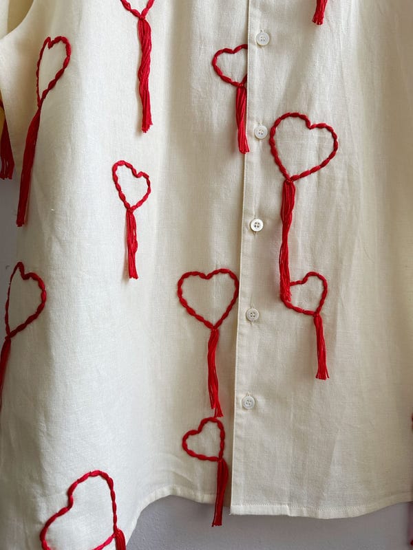 Perte D'ego — Hand embroidered hearts Shirt