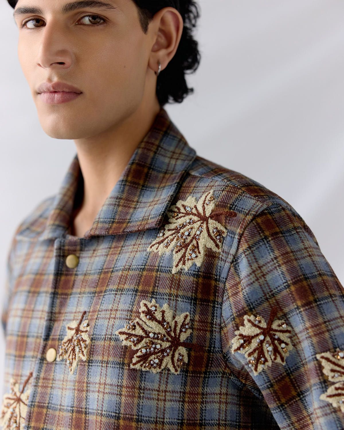 "Le Fall" hand embroidered wool overshirt - image 2