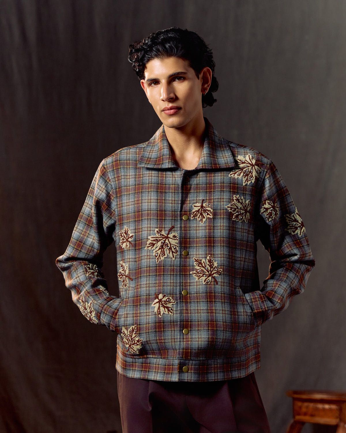 "Le Fall" hand embroidered wool overshirt - image 5