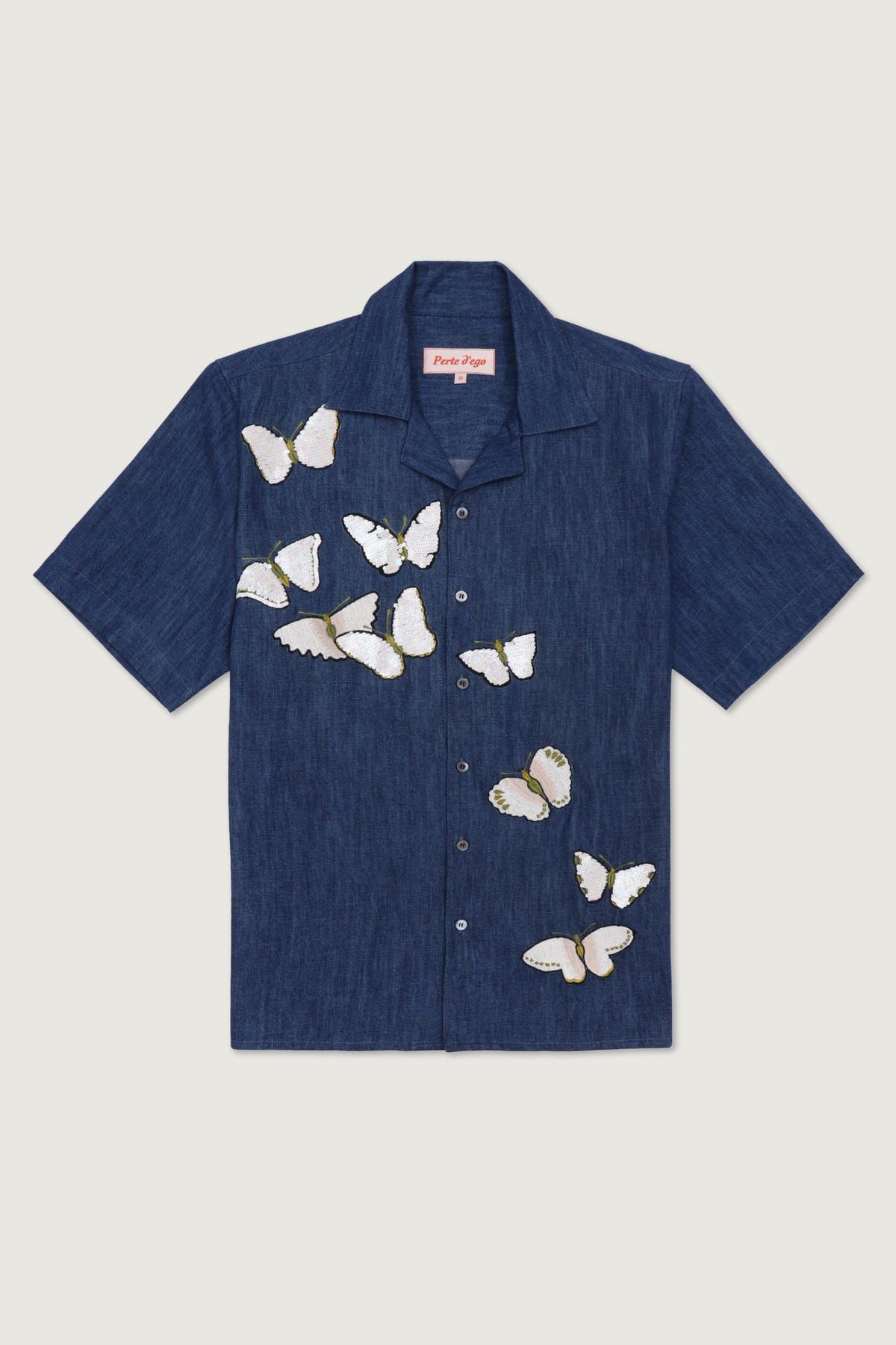 "Butterflies" embroidered denim shirt - image 1