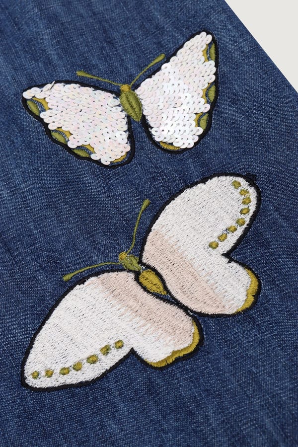Perte D'ego — "Butterflies" embroidered denim shirt