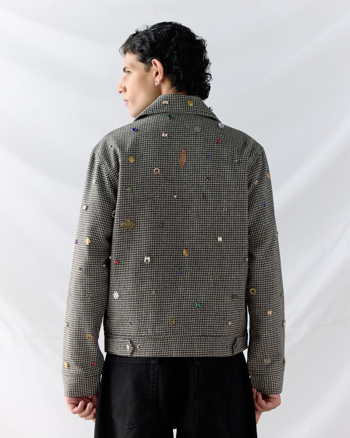 Hand embroidered wool zip up jacket - image 4