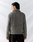 Hand embroidered wool zip up jacket view 4
