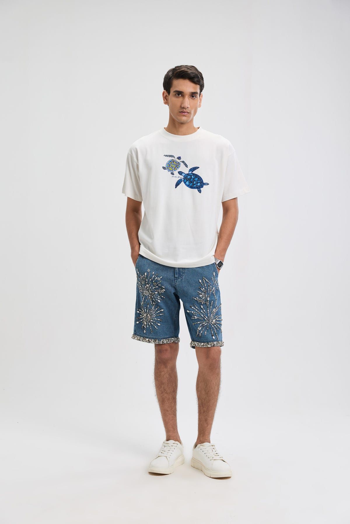 Celebration embroidered denim shorts - image 1