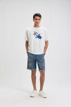 Celebration embroidered denim shorts view 1