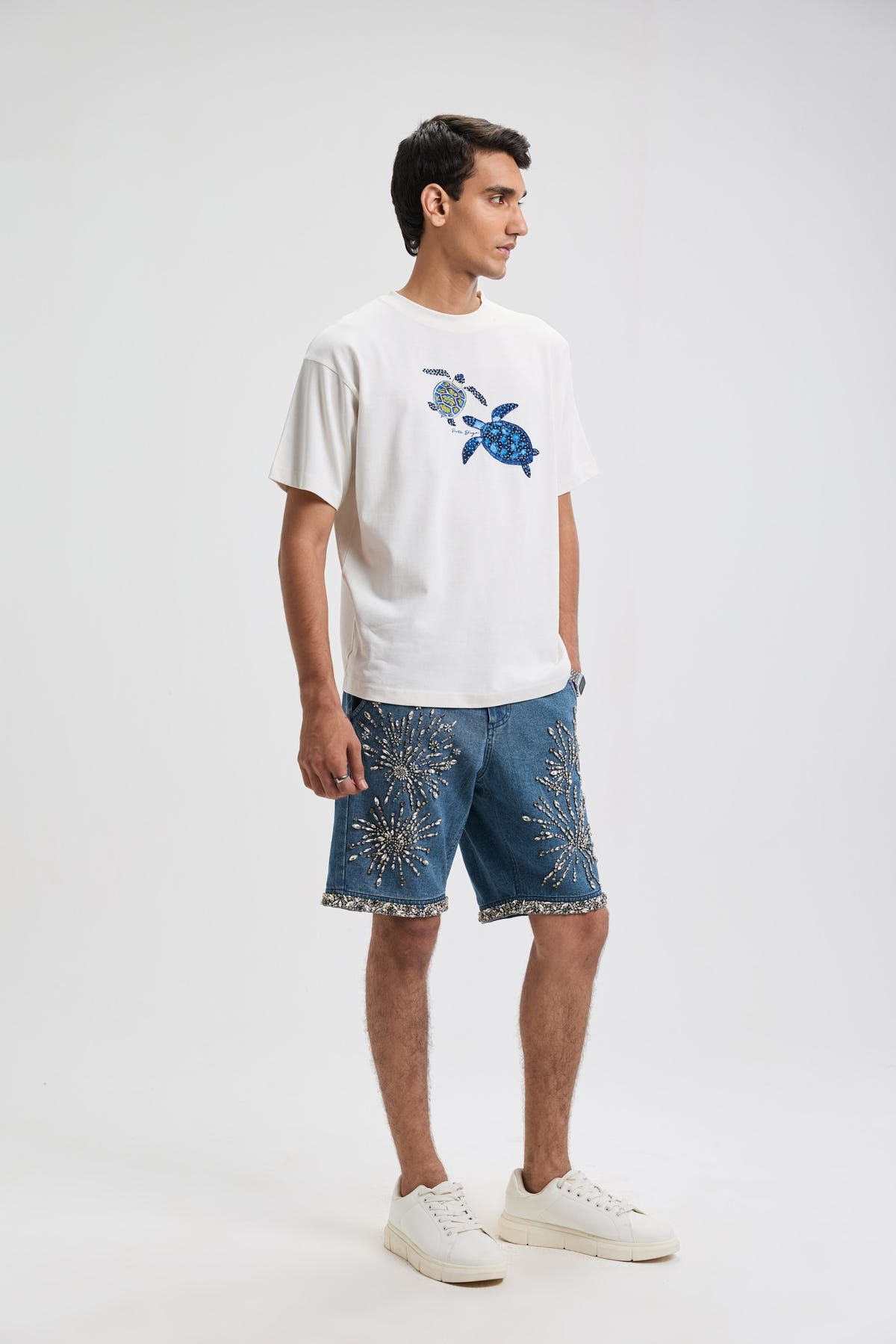 Celebration embroidered denim shorts - image 3