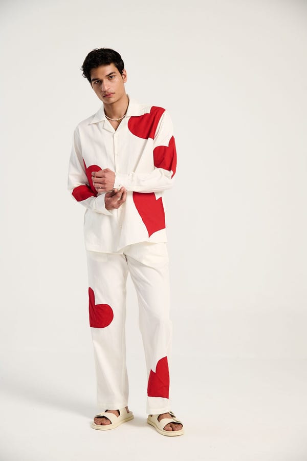 Perte D'ego — Hearts appliqué full sleeves shirt