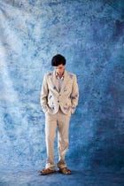 Blue floral hand embroidered blazer view 7
