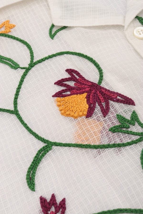 Perte D'ego — "Le Seychelles" hand embroidered shirt
