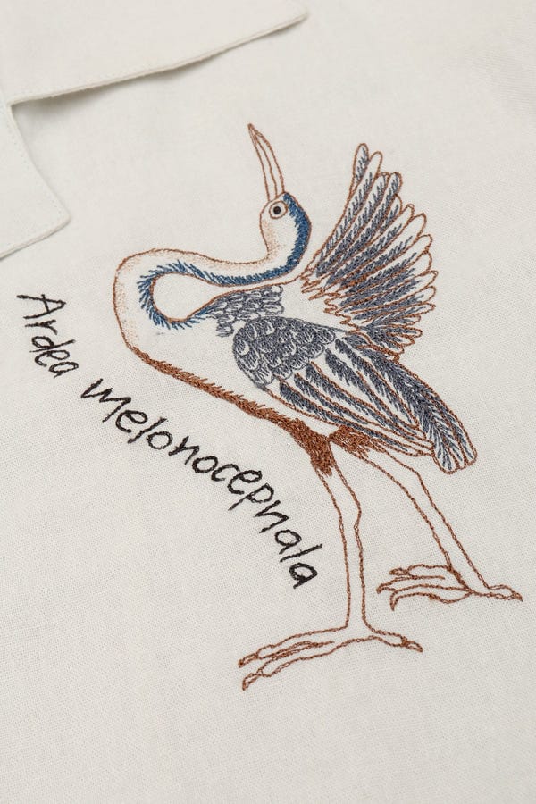 Perte D'ego — "Bird Journal" embroidered shirt