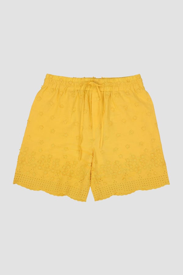 Perte D'ego — Floral embroidered cutwork shorts