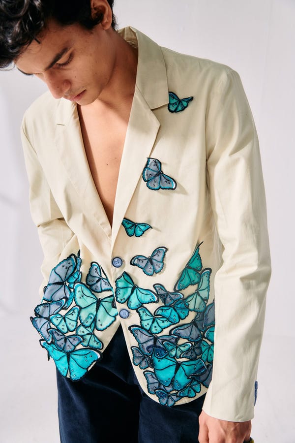 Perte D'ego — "Le morpho" hand embroidered blazer