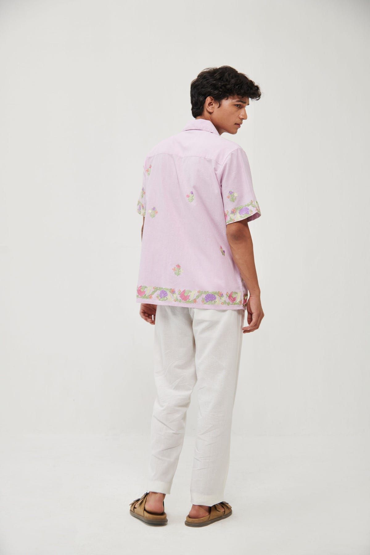 Summer floral embroidered shirt- Pink - image 5