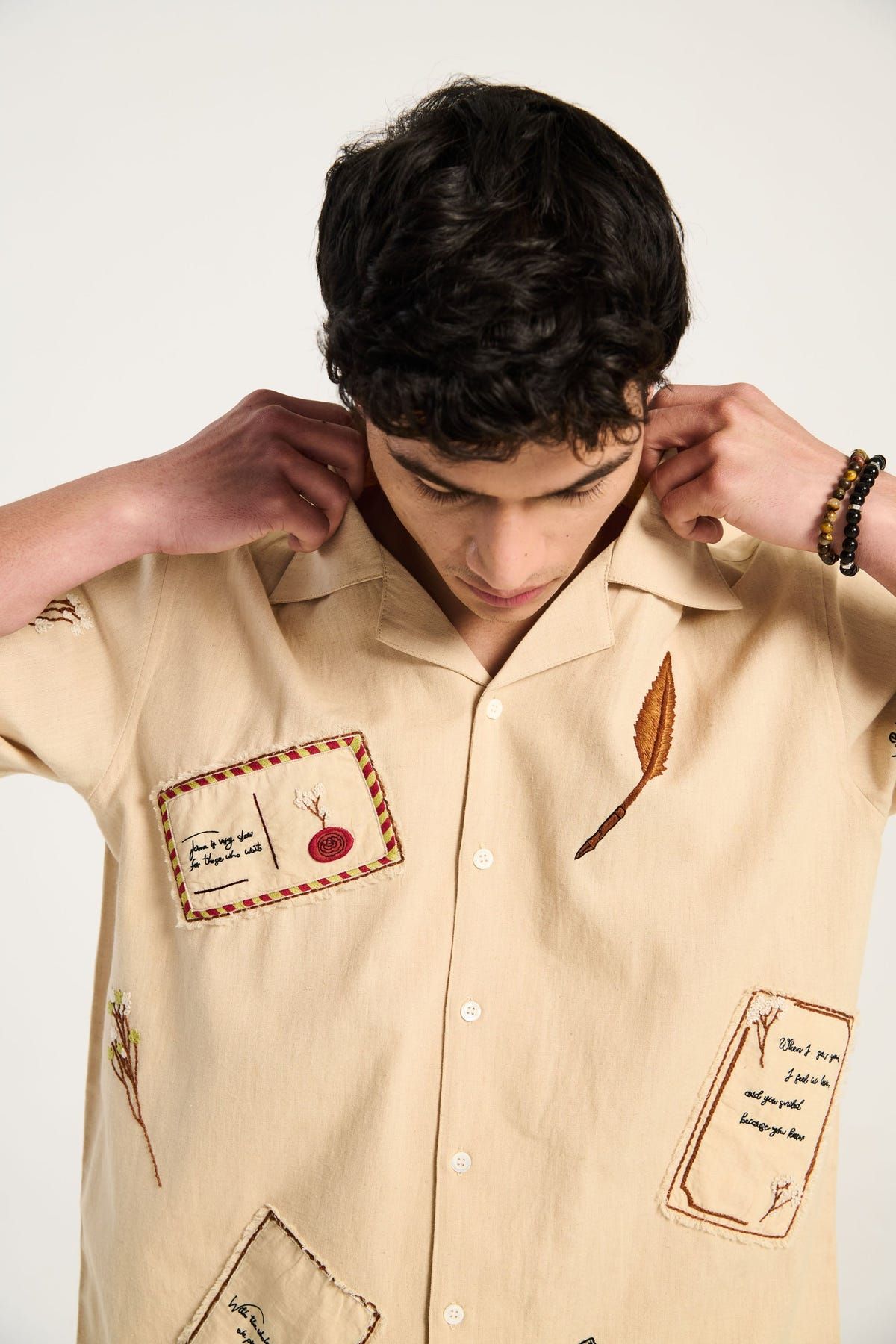 "Letters for my lover" hand embroidered shirt - image 3