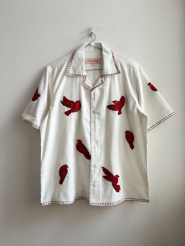 Perte D'ego — "Lovebirds" hand embroidered Shirt