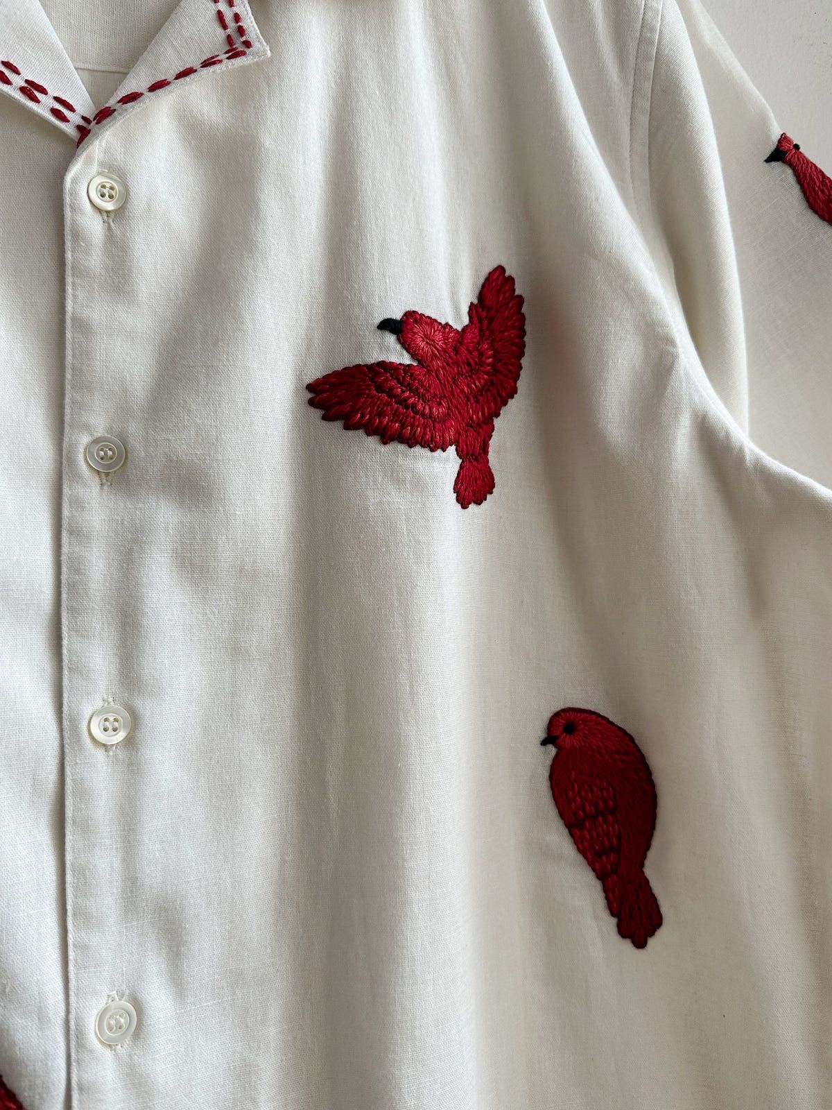 "Lovebirds" hand embroidered Shirt - image 3