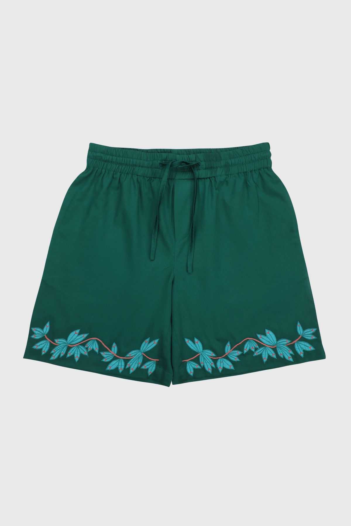 Green appliqué artwork shorts - image 1