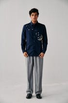 "Night sky" hand embroidered evening shirt view 1