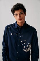 "Night sky" hand embroidered evening shirt view 2
